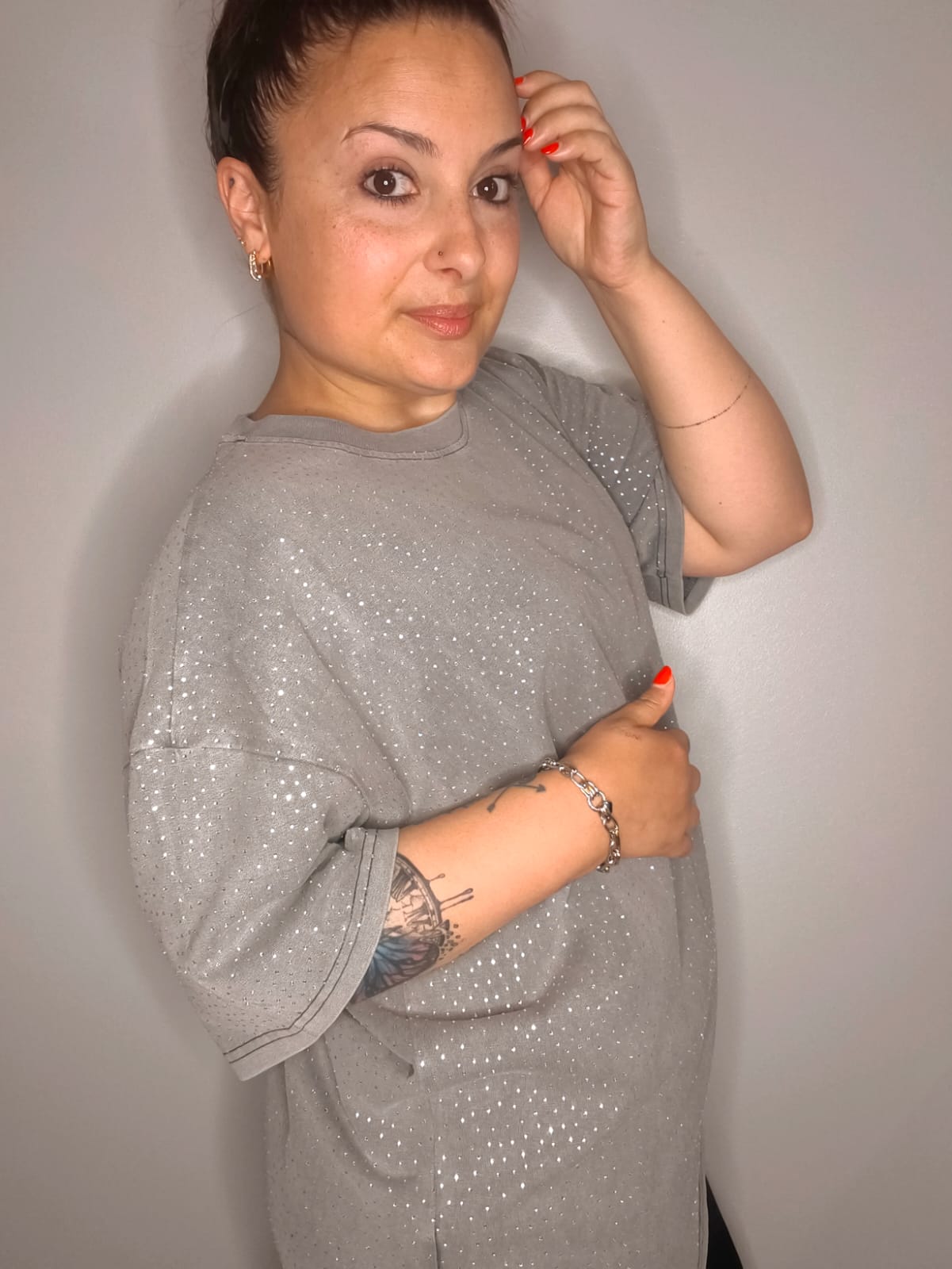 Camiseta Queen Strass Gris - Over