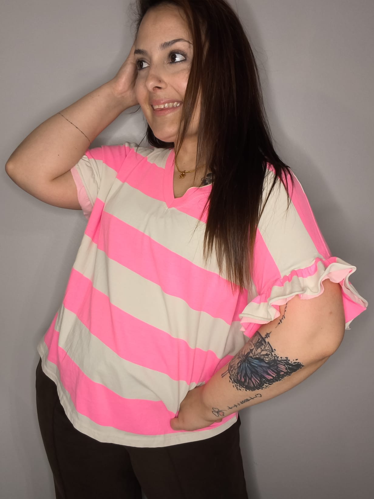 Camiseta "FLY" - Rosa & Beige
