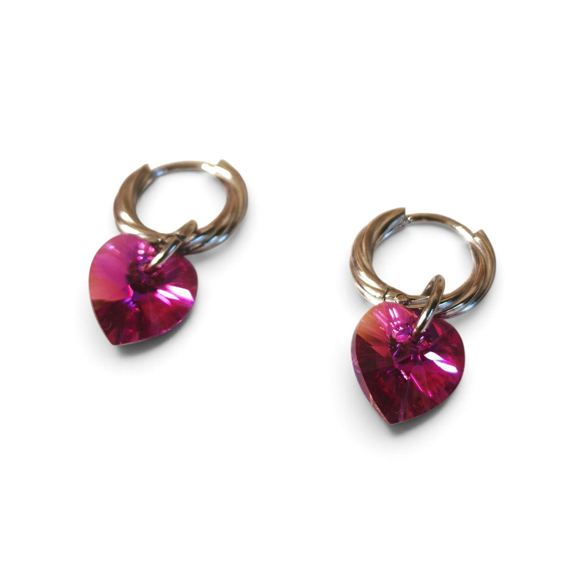 Pendientes Yasmin Fénix Plata 🐦🔥 Swarovski Fucsia