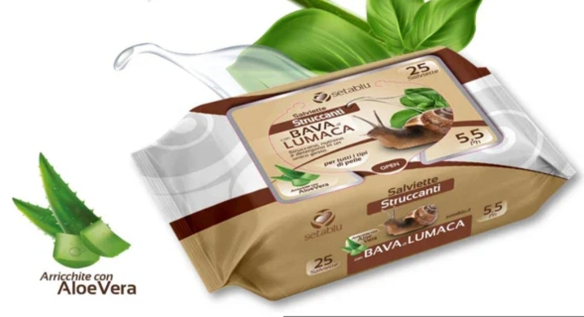 Toallitas Faciales Baba de Caracol & Aloe Vera - SETABLU - 25 U