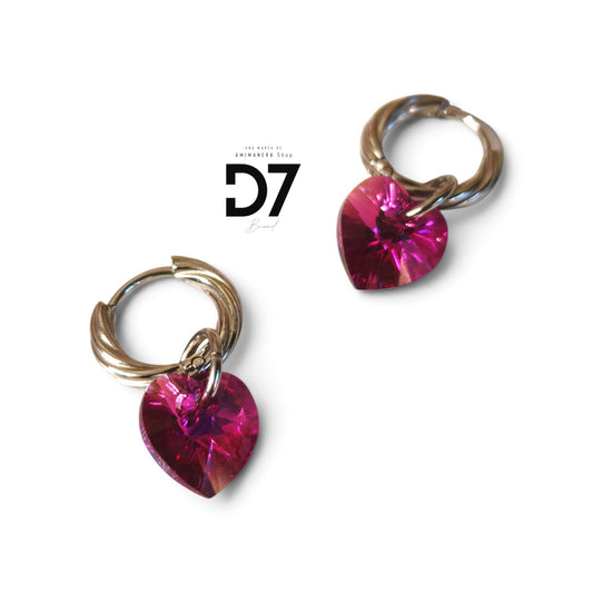 Pendientes Yasmin Fénix Plata 🐦‍🔥 Swarovski Fucsia