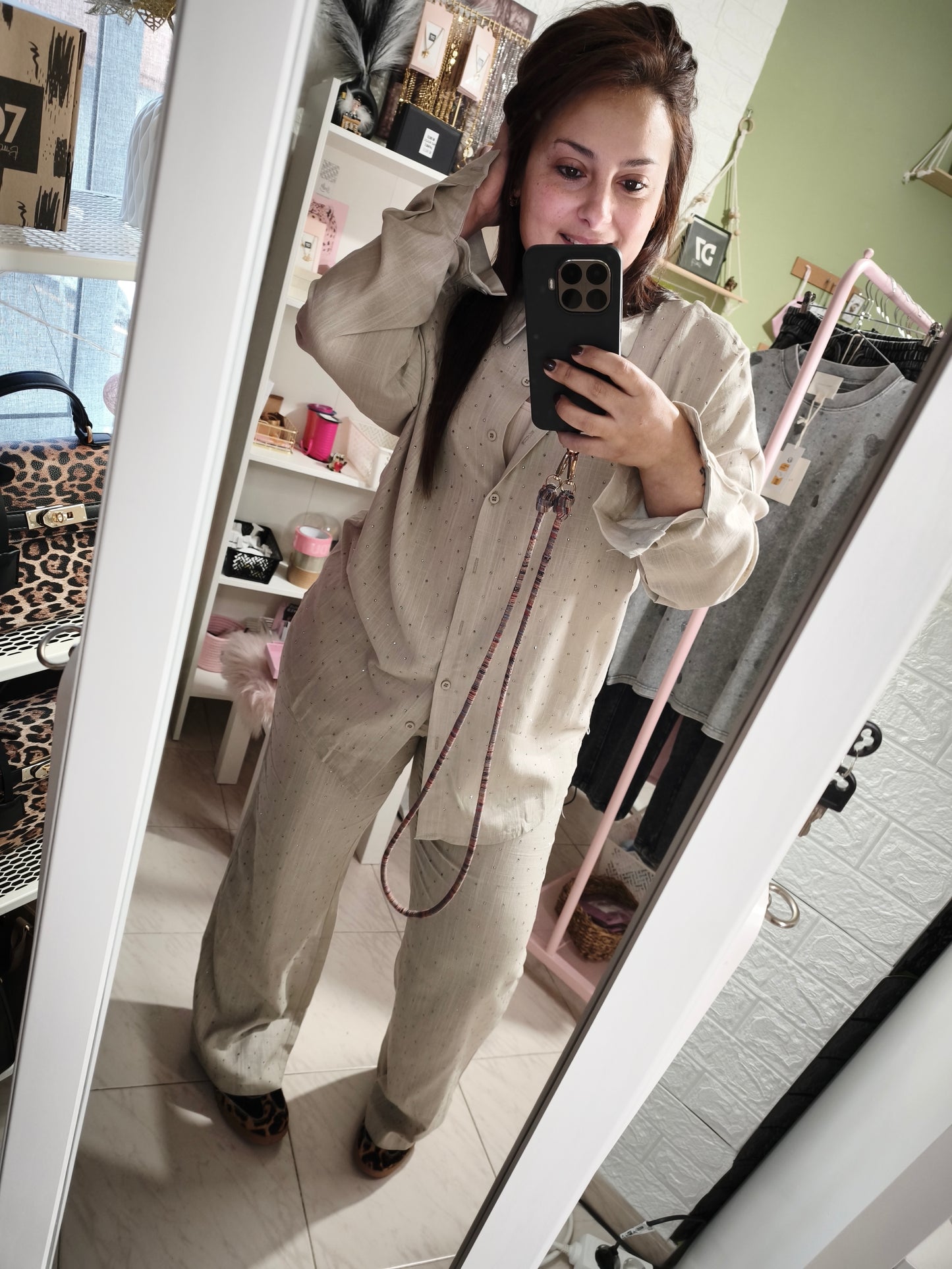 Pantalón Golden Lino & Strass