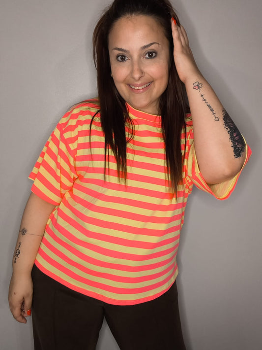 Camiseta COLORS Over - Naranja/Fucsia & Amarillo