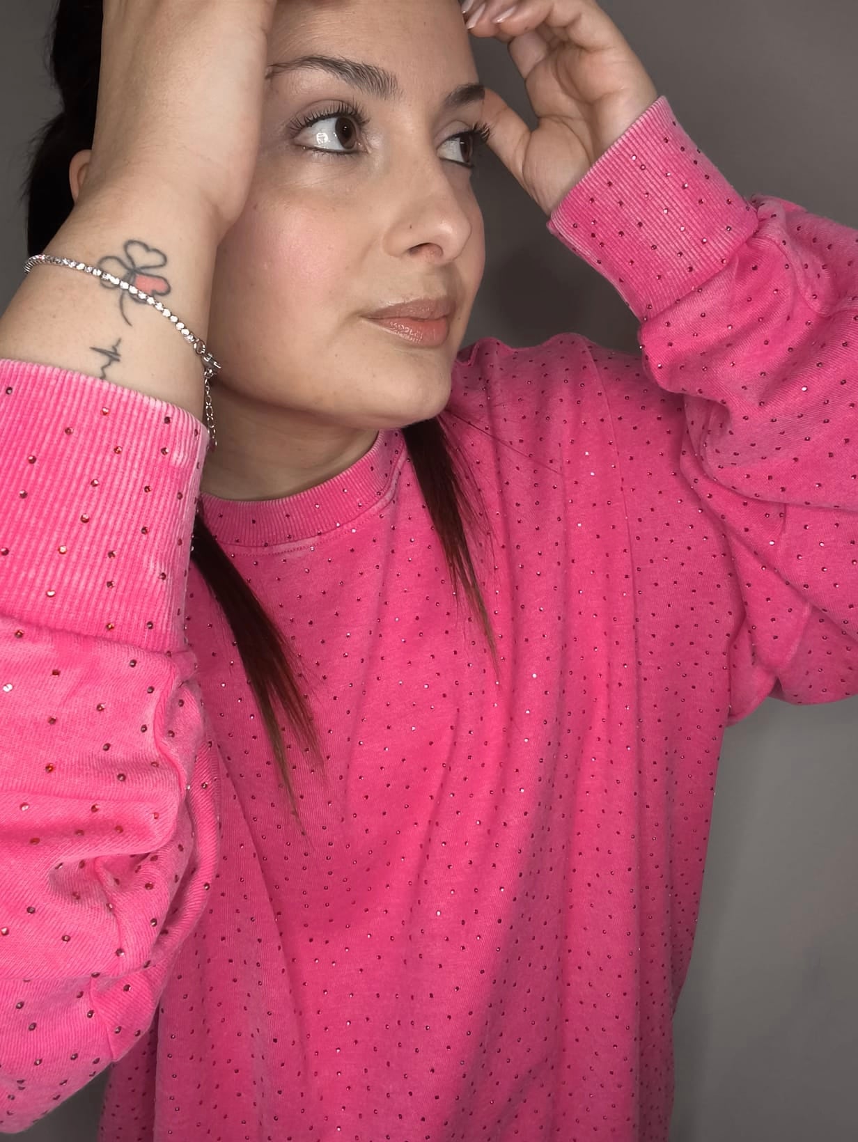 Sudadera Queen Strass Fucsia