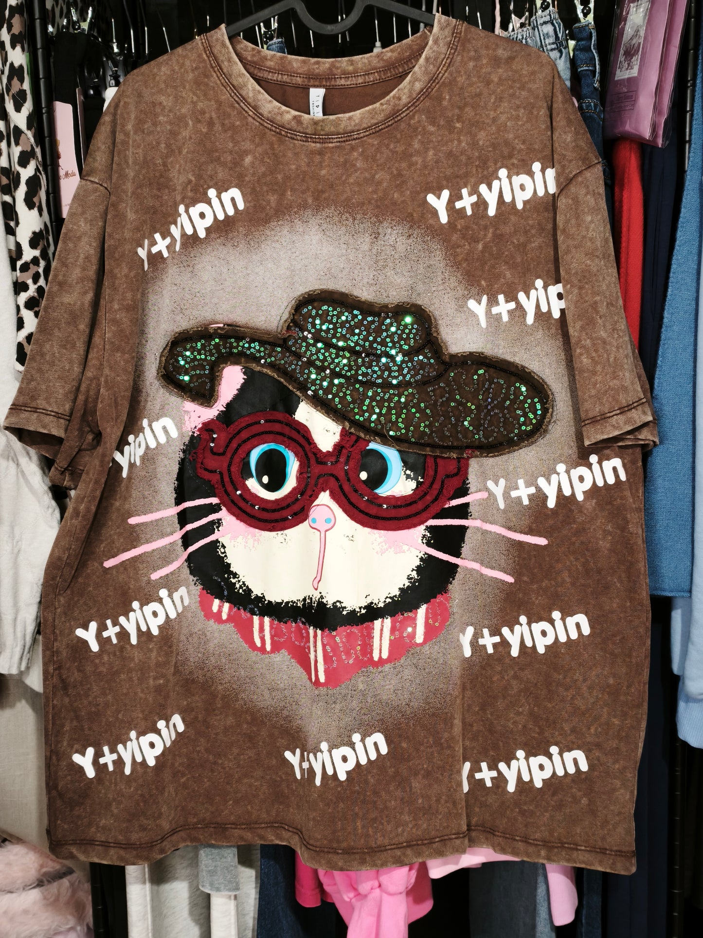 Camiseta Oversize Gato Marrón 🤎