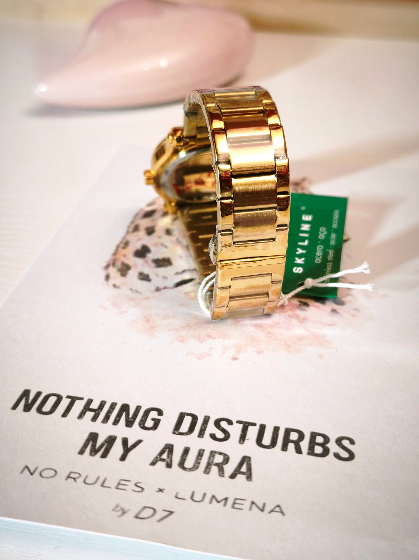 Reloj Esfera Rosa & Brillos Skyline - Oro