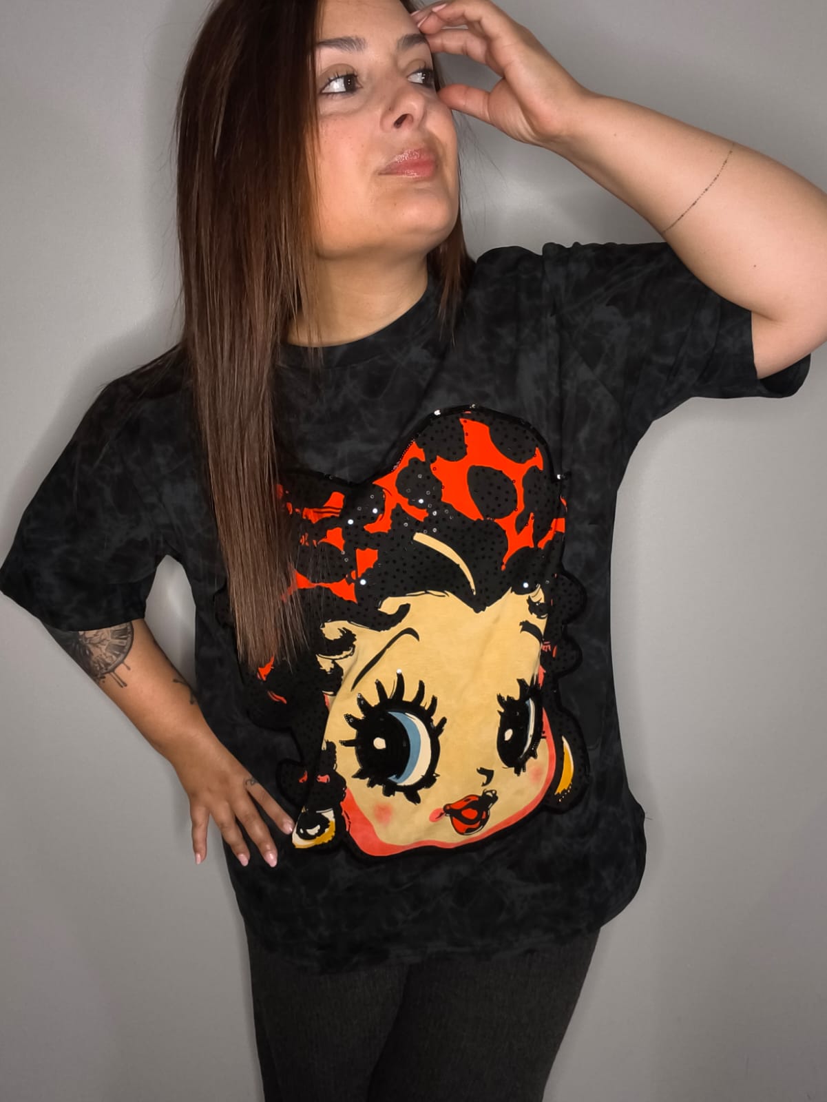 Camiseta Betty Boop Oversize Efecto Lavado