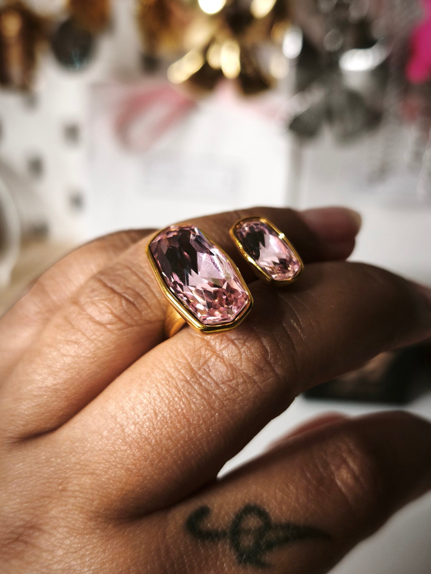 Anillo Esmeralda Rosa Oro