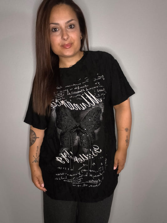 Camiseta Mariposa Negro - Fly Out