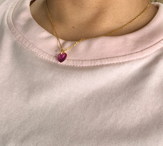 Collar Yasmin Fénix Oro 🐦‍🔥 Swarovski Fucsia