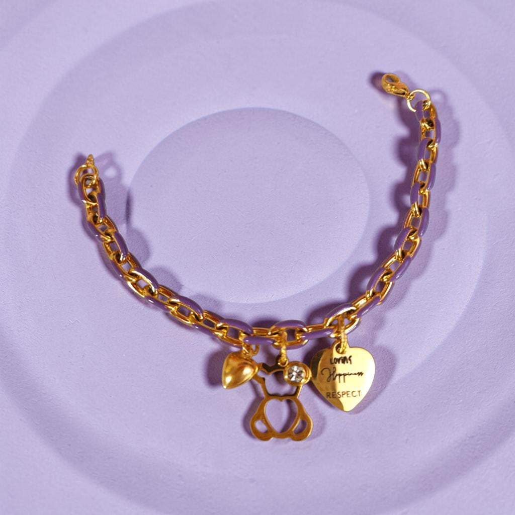 Pulsera Oso Valores Lila - D7