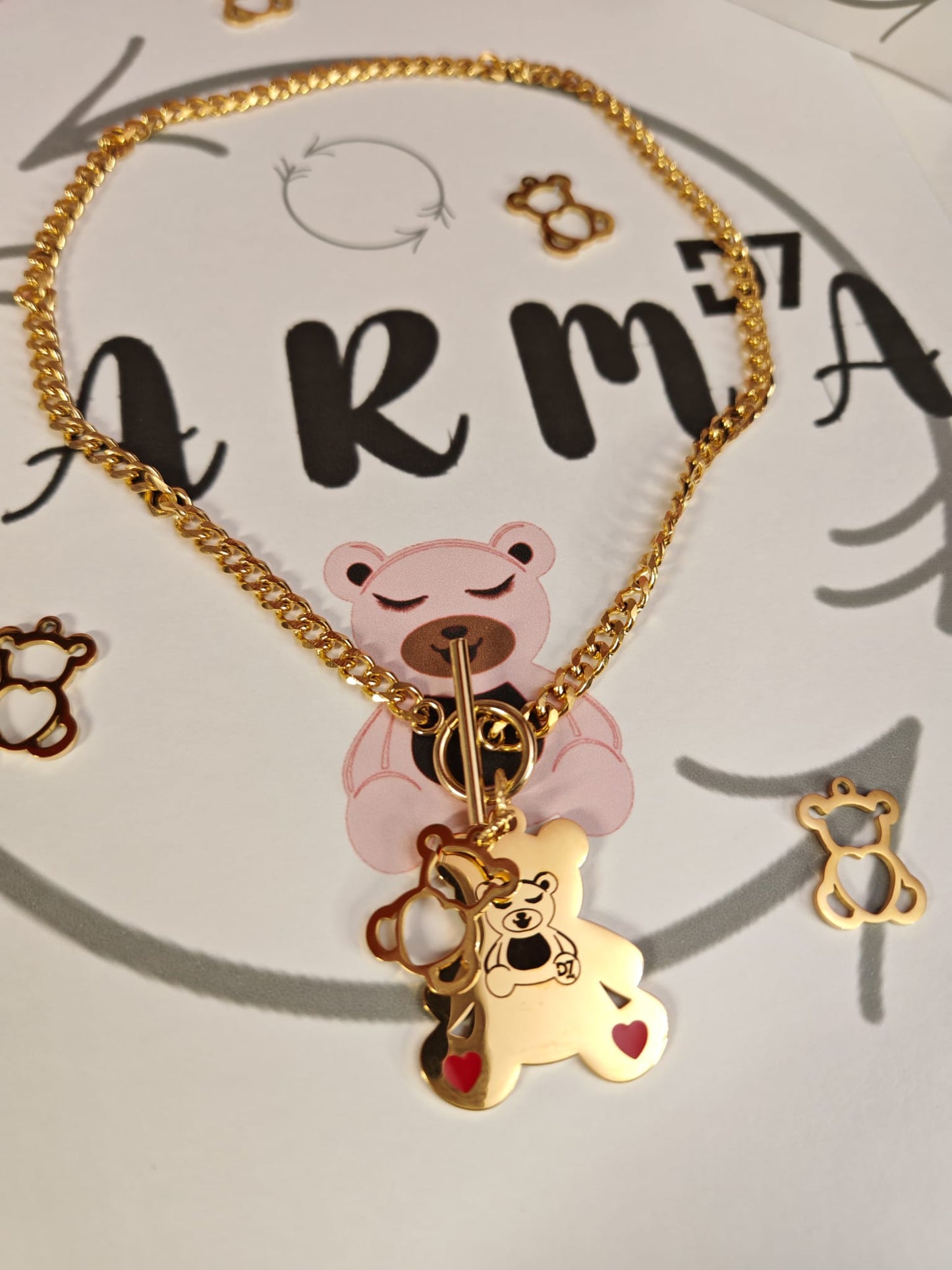 Collar Oso Karma Oro - D7 - Eslabones
