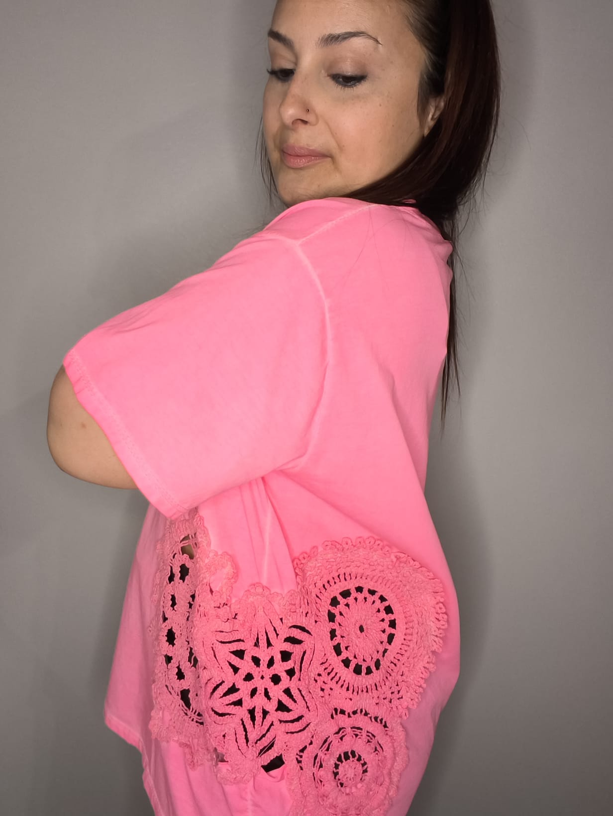 Camiseta CROCHET - Fucsia