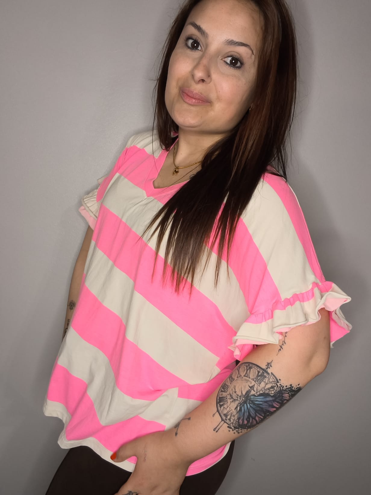 Camiseta "FLY" - Rosa & Beige