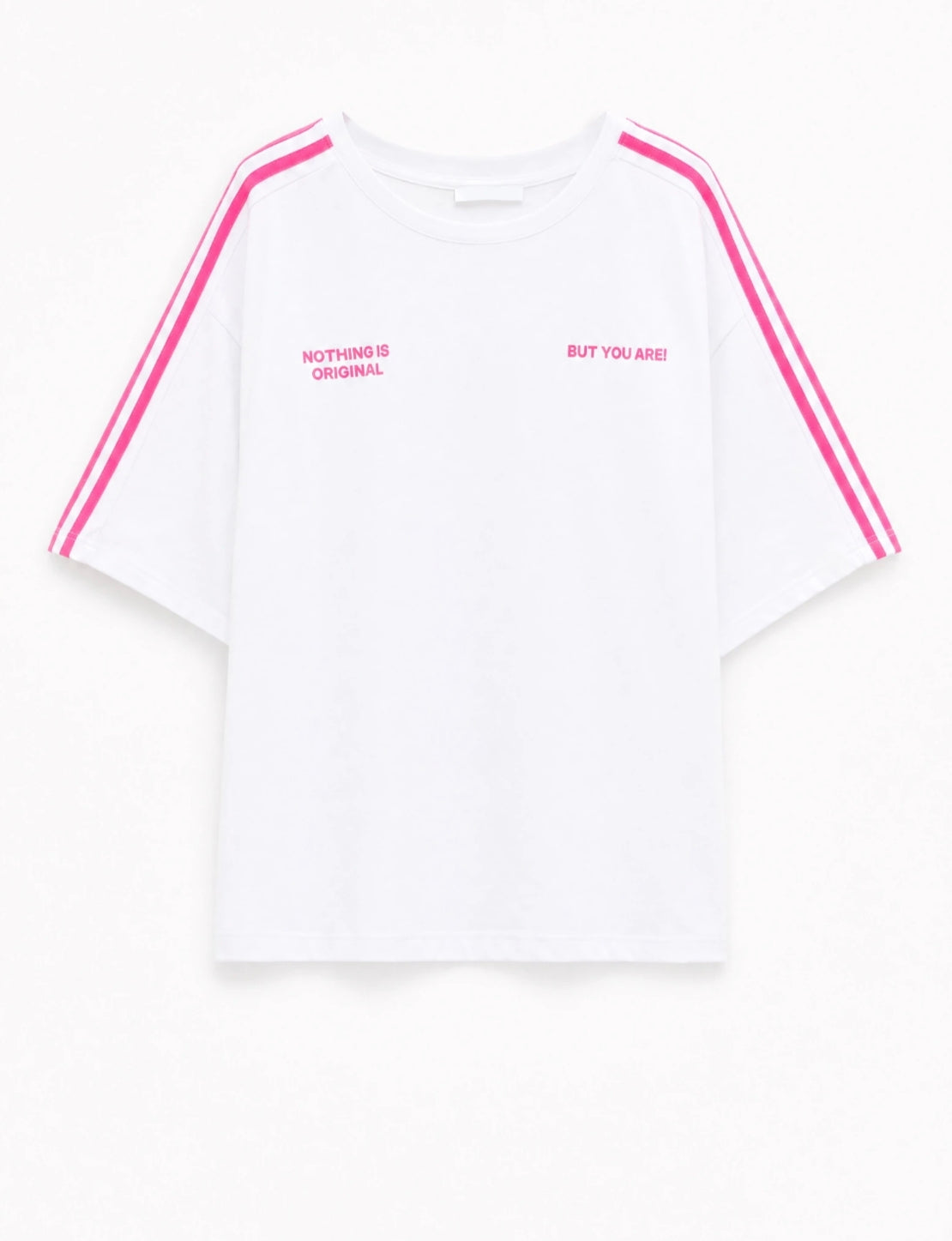 Camiseta Oversize STRIPES Fucsia Neón - Lumina