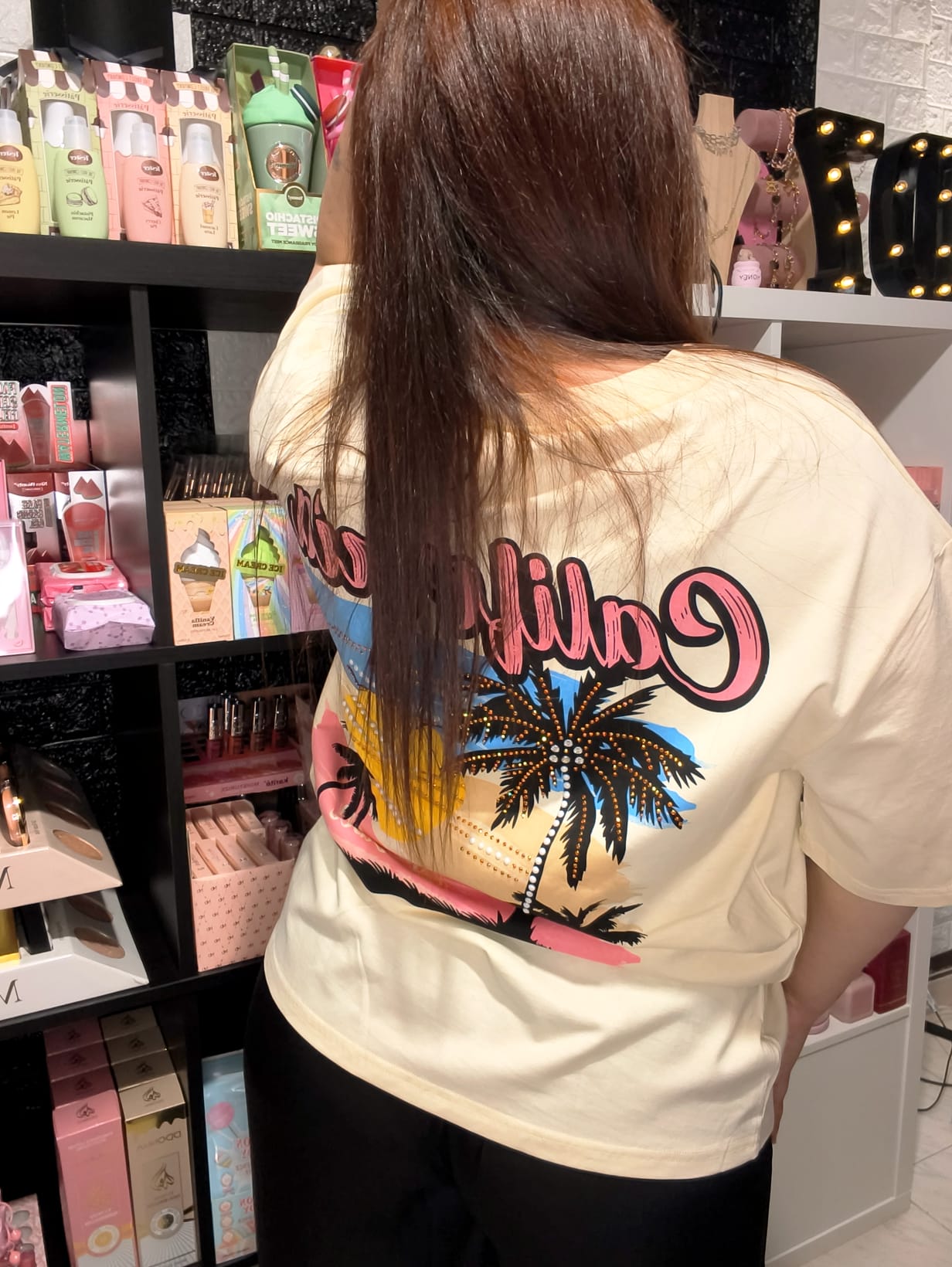Camiseta CALIFORNIA Oversize - Amarillo + Strass