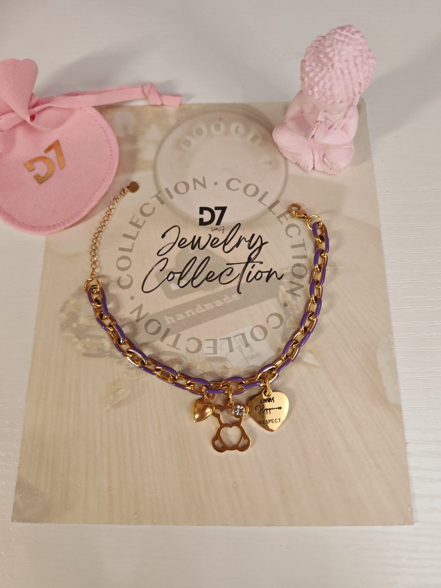 Pulsera Oso Valores Lila - D7