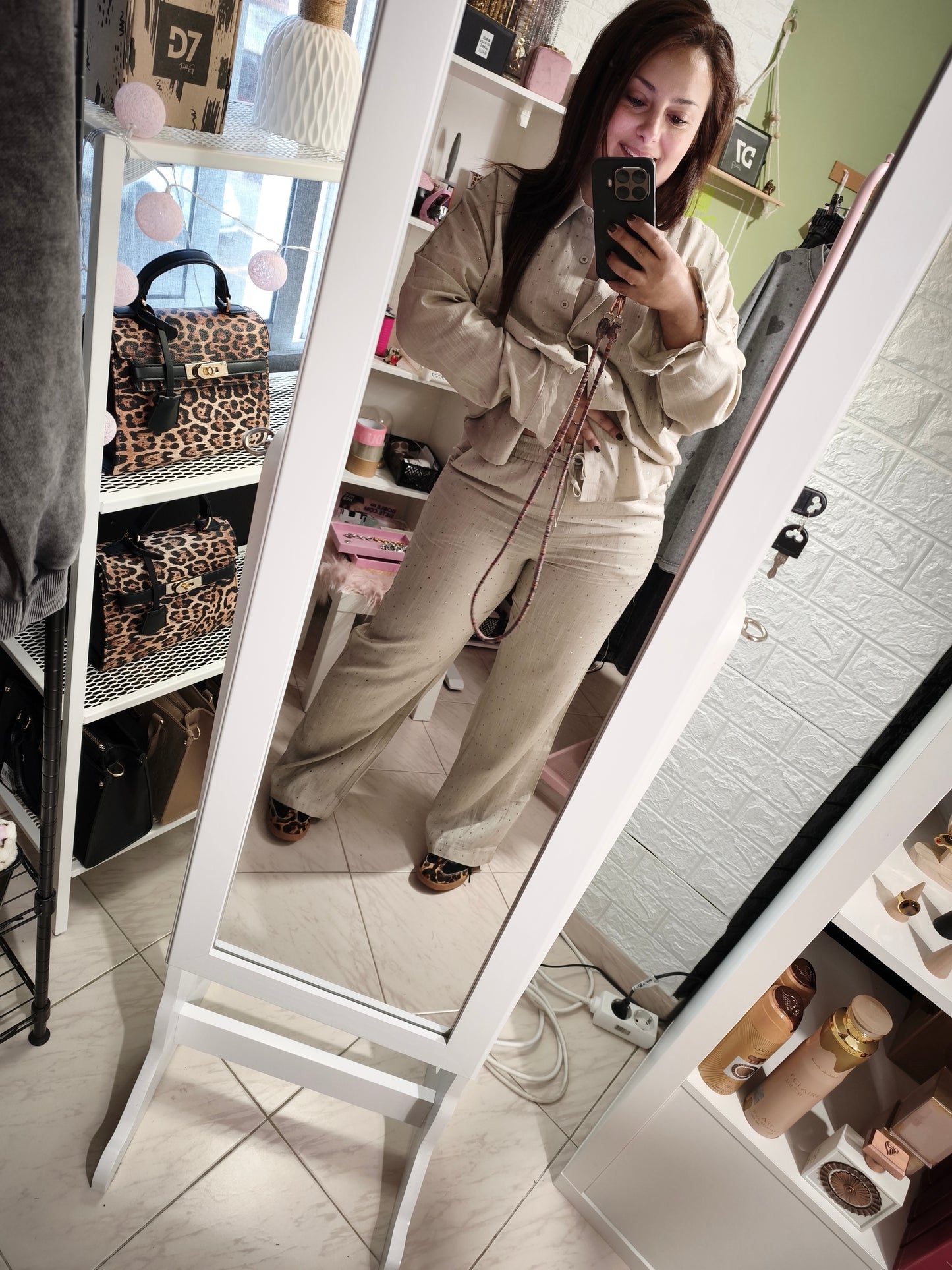 Pantalón Golden Lino & Strass