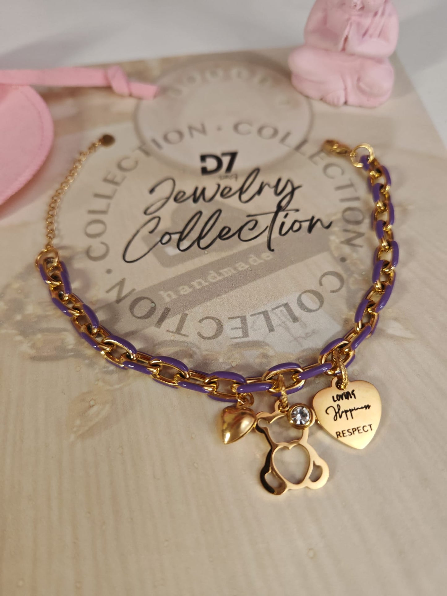 Pulsera Oso Valores Lila - D7