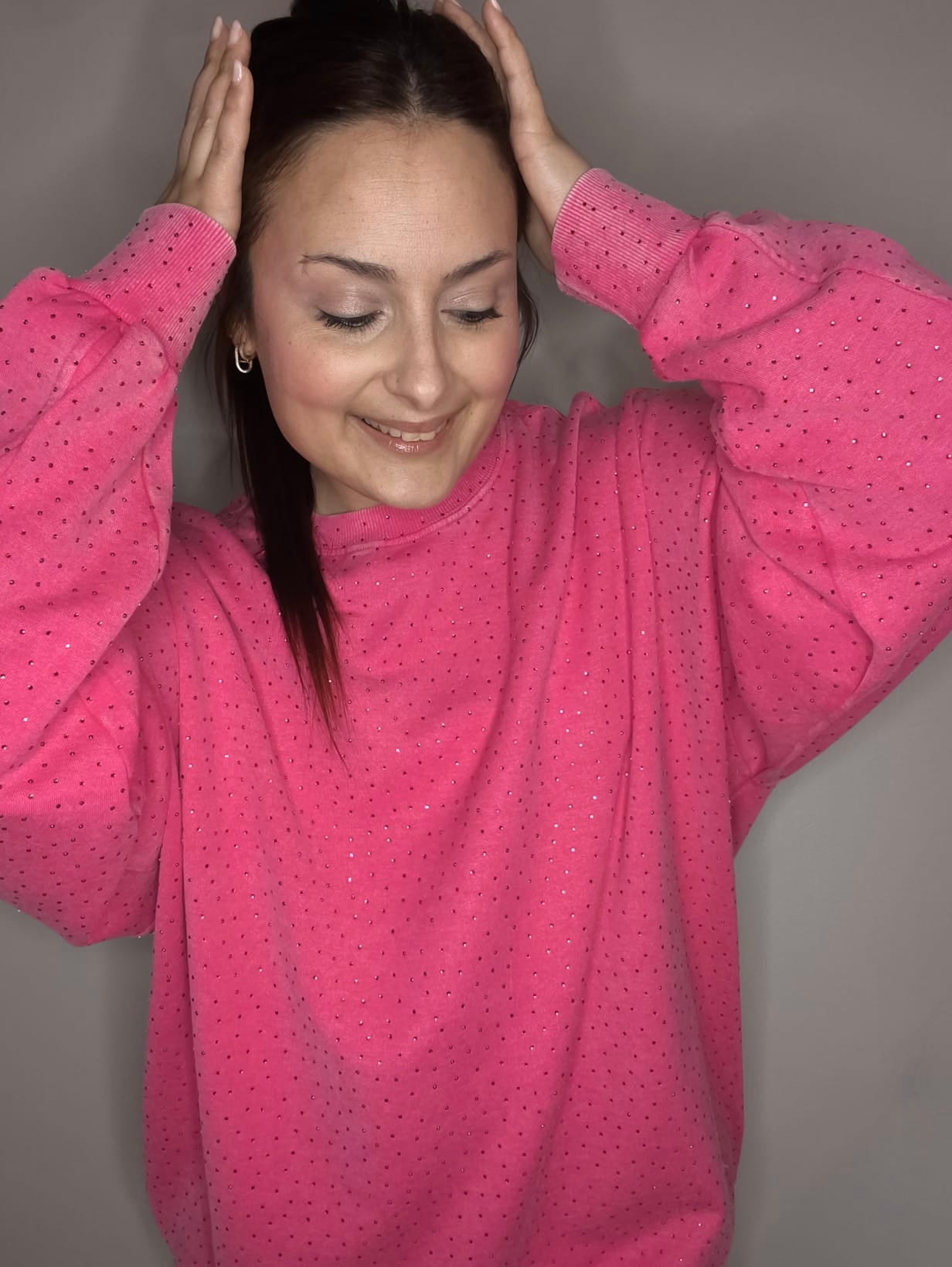 Sudadera Queen Strass Fucsia