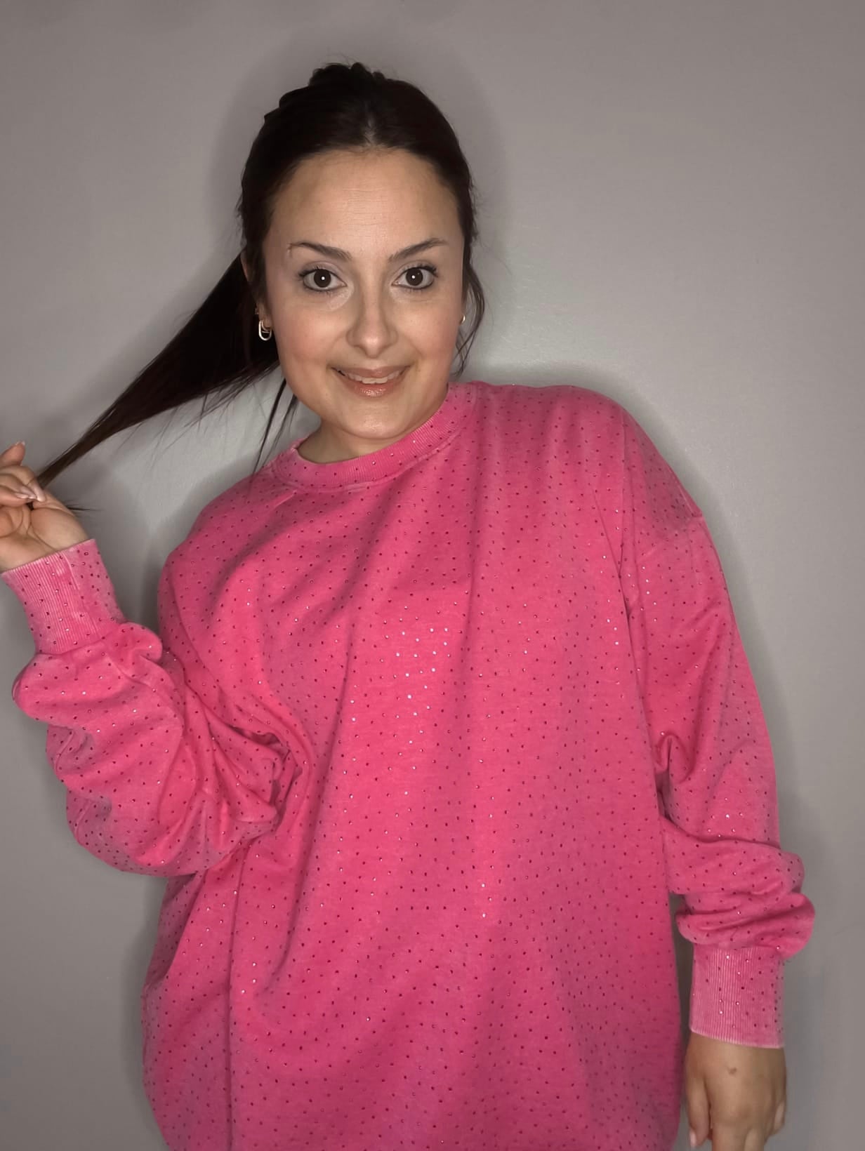 Sudadera Queen Strass Fucsia