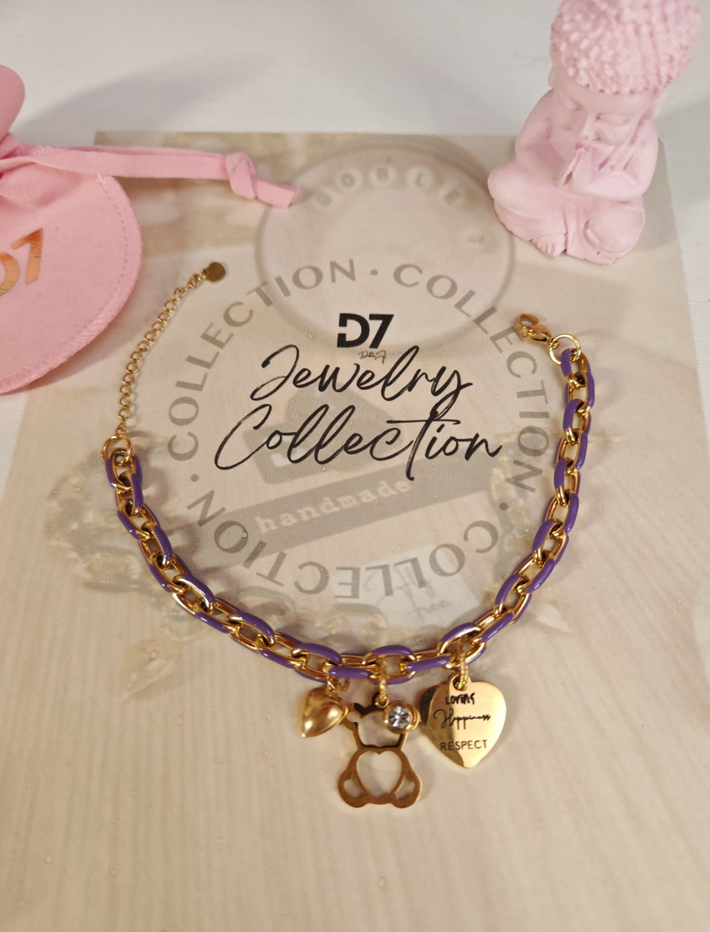 Pulsera Oso Valores Lila - D7