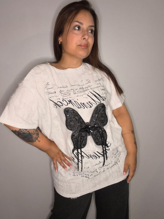 Camiseta Mariposa Blanco - Fly Out