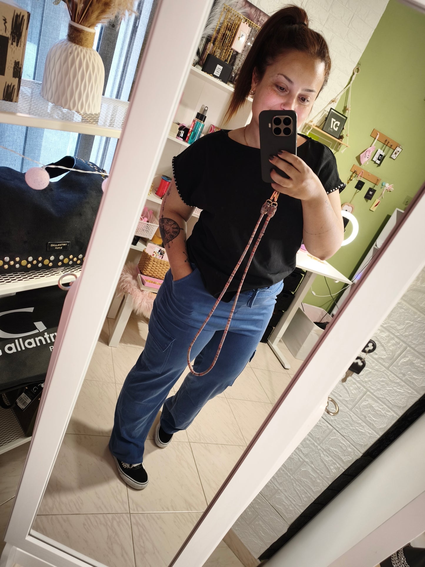 Jeans Fluidos Cargo - Azul Oscuro