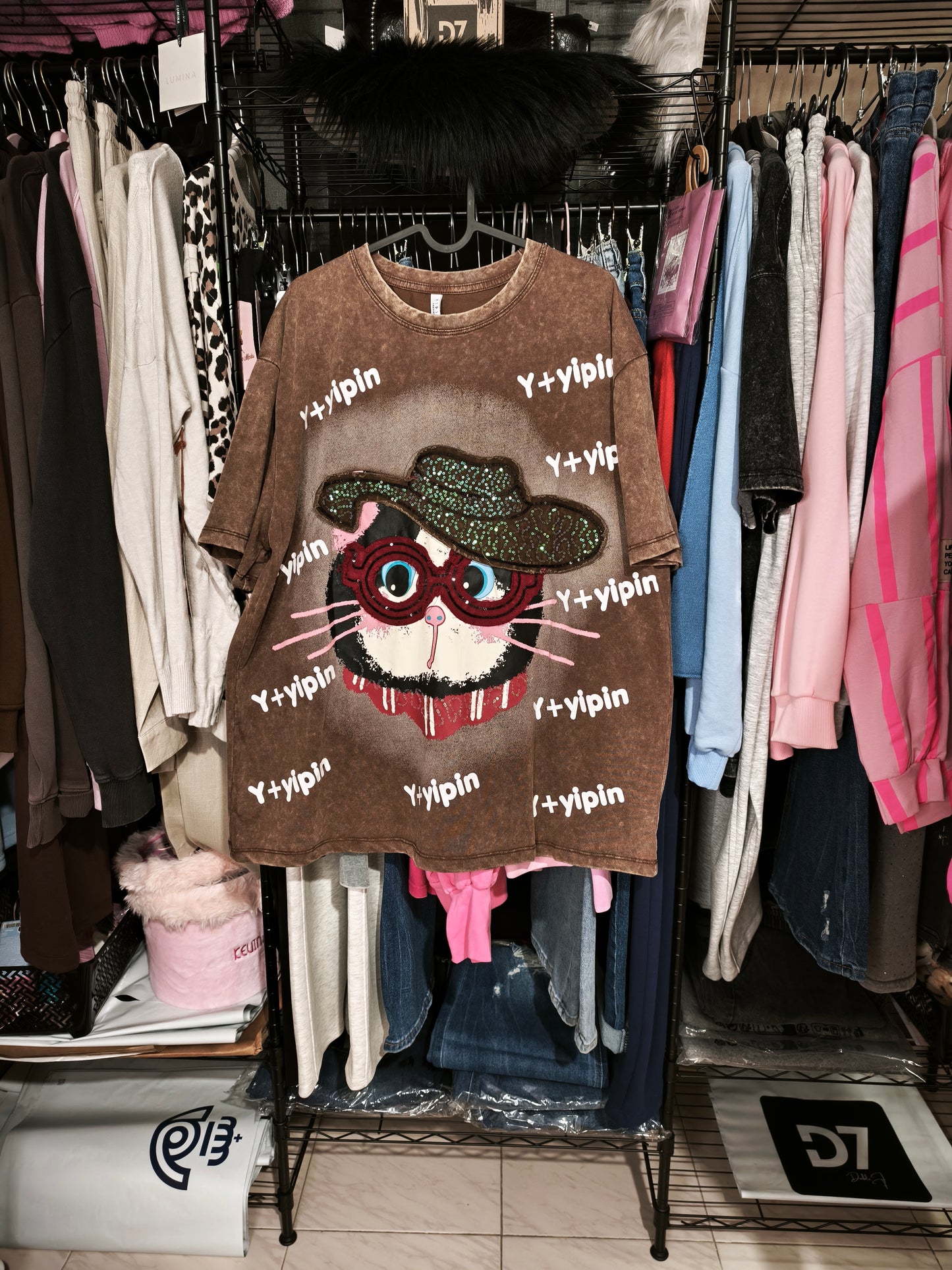 Camiseta Oversize Gato Marrón 🤎