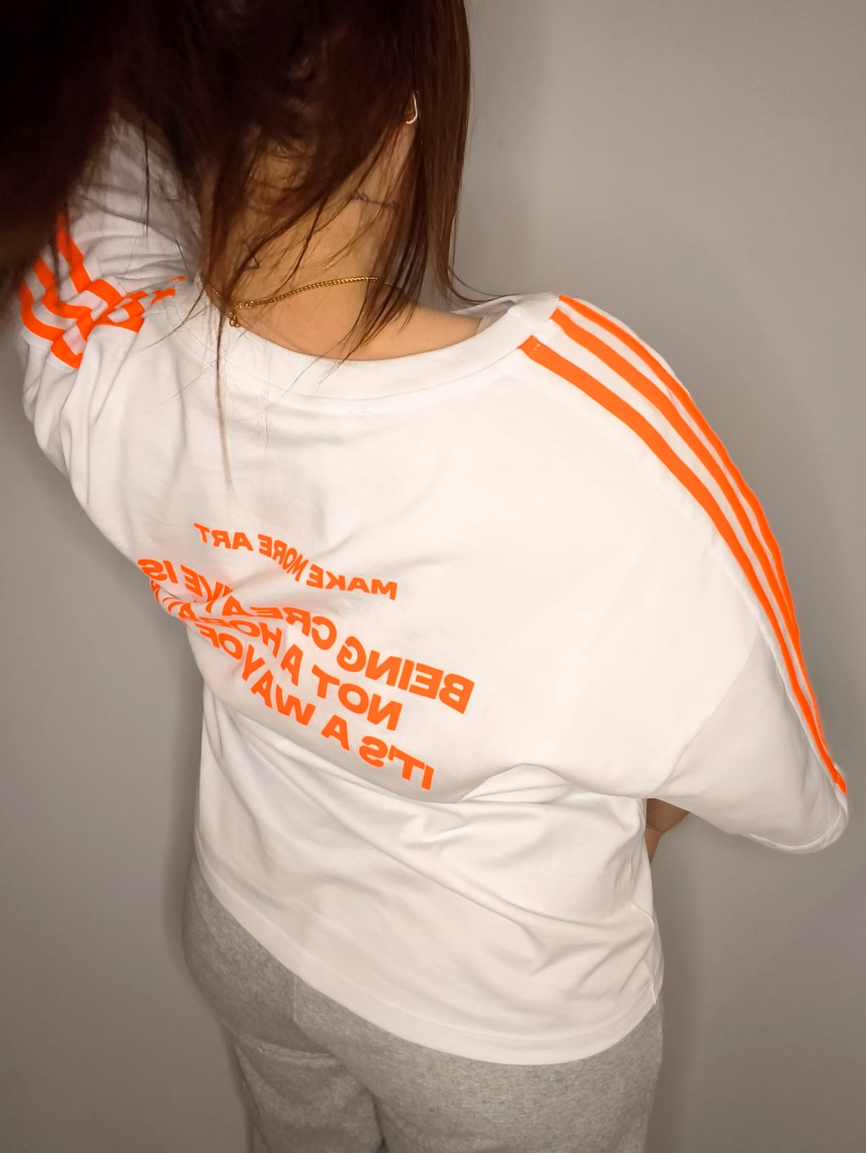 Camiseta Oversize STRIPES Naranja Neón - Lumina