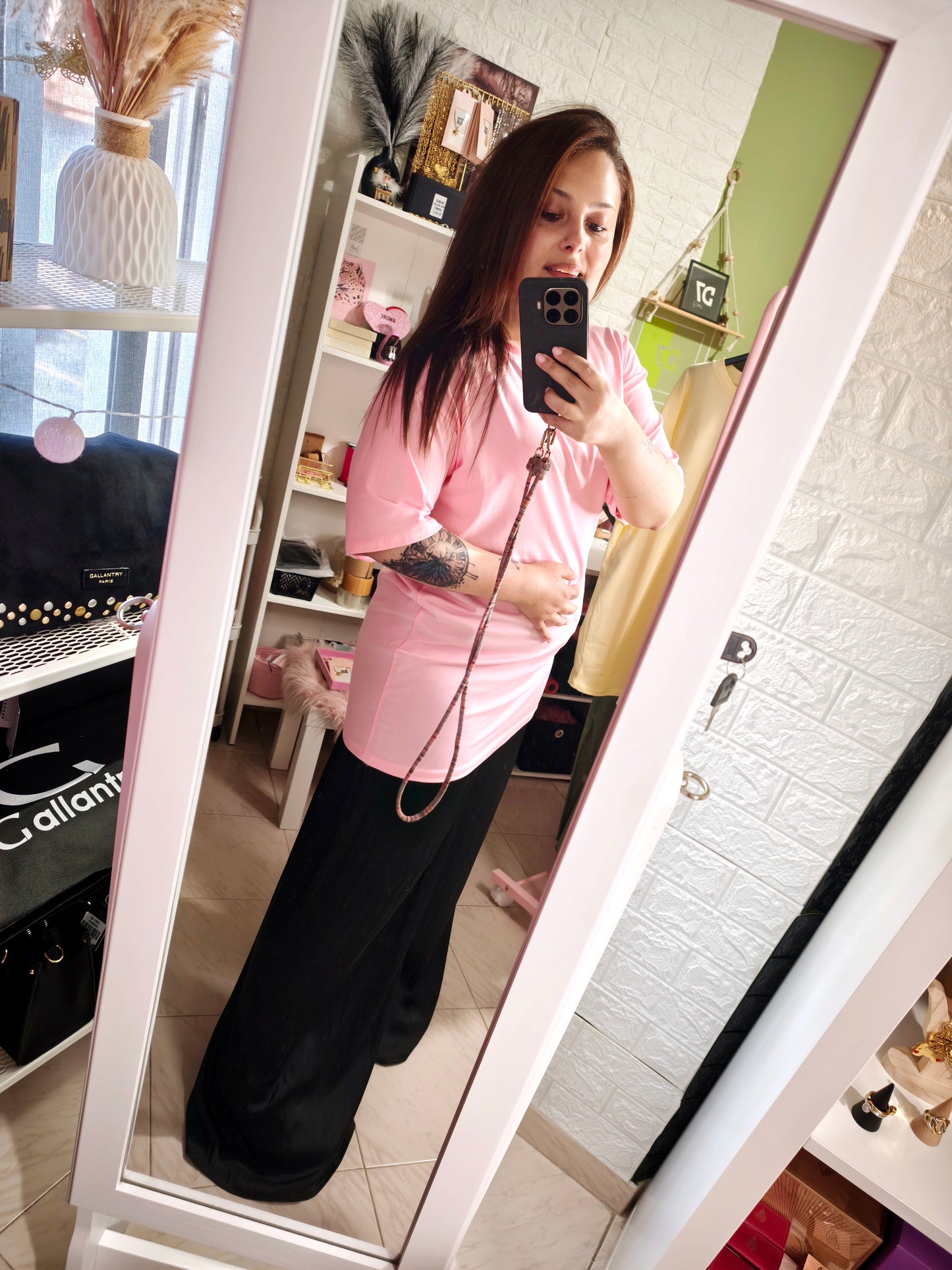 Camiseta Oversize Larga BASIC Rosa