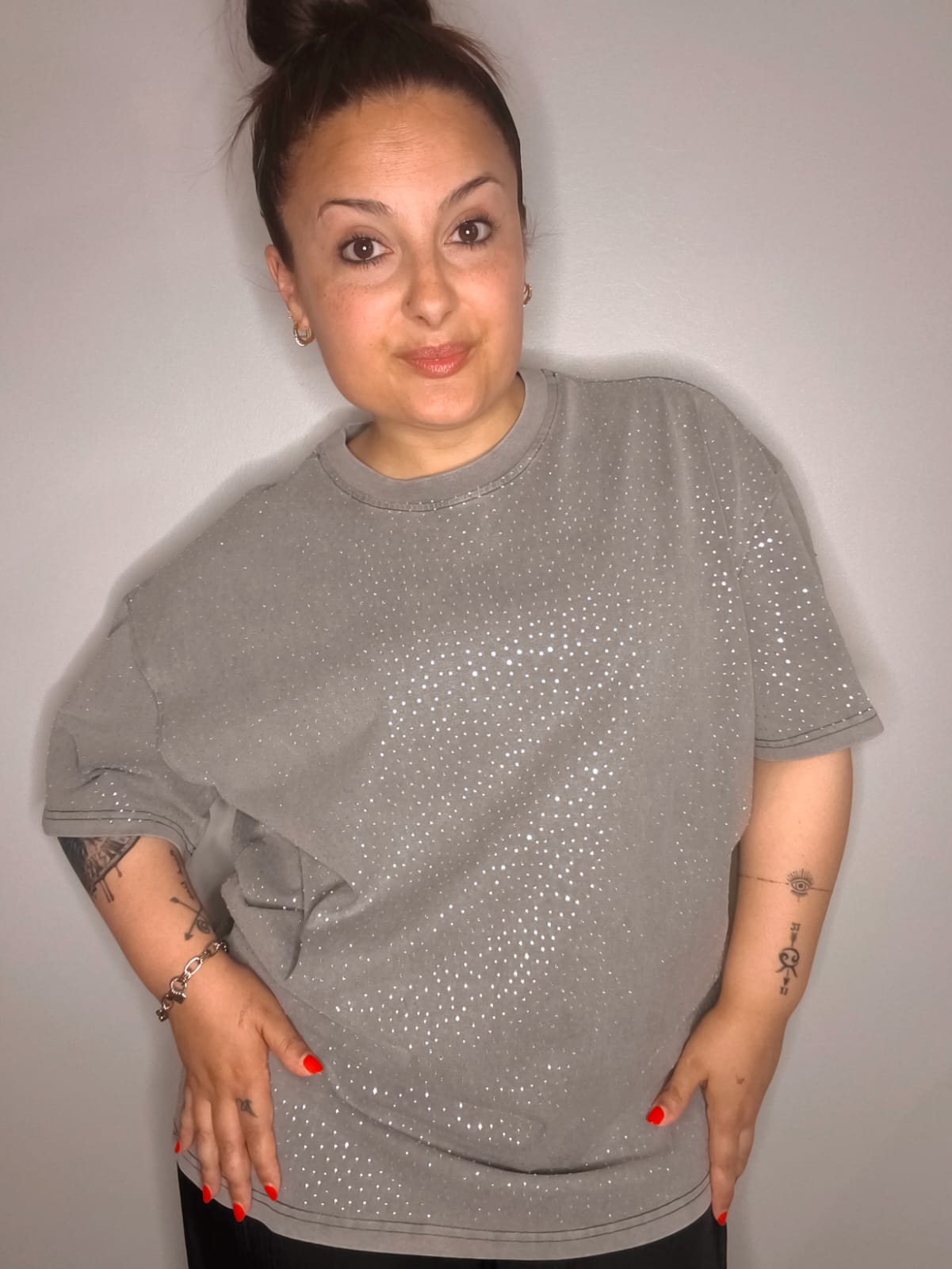 Camiseta Queen Strass Gris - Over