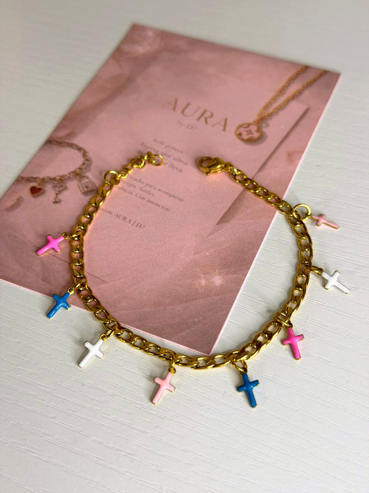 Pulsera Cruces Pastel  – Colección AURA | D7
