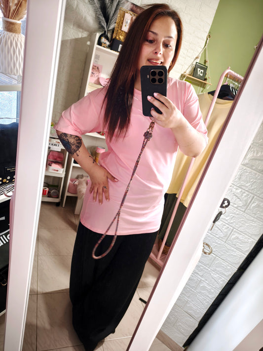 Camiseta Oversize Larga BASIC Rosa