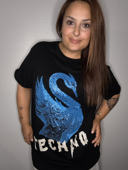Camiseta Cisne Techno Negro - Fly Out