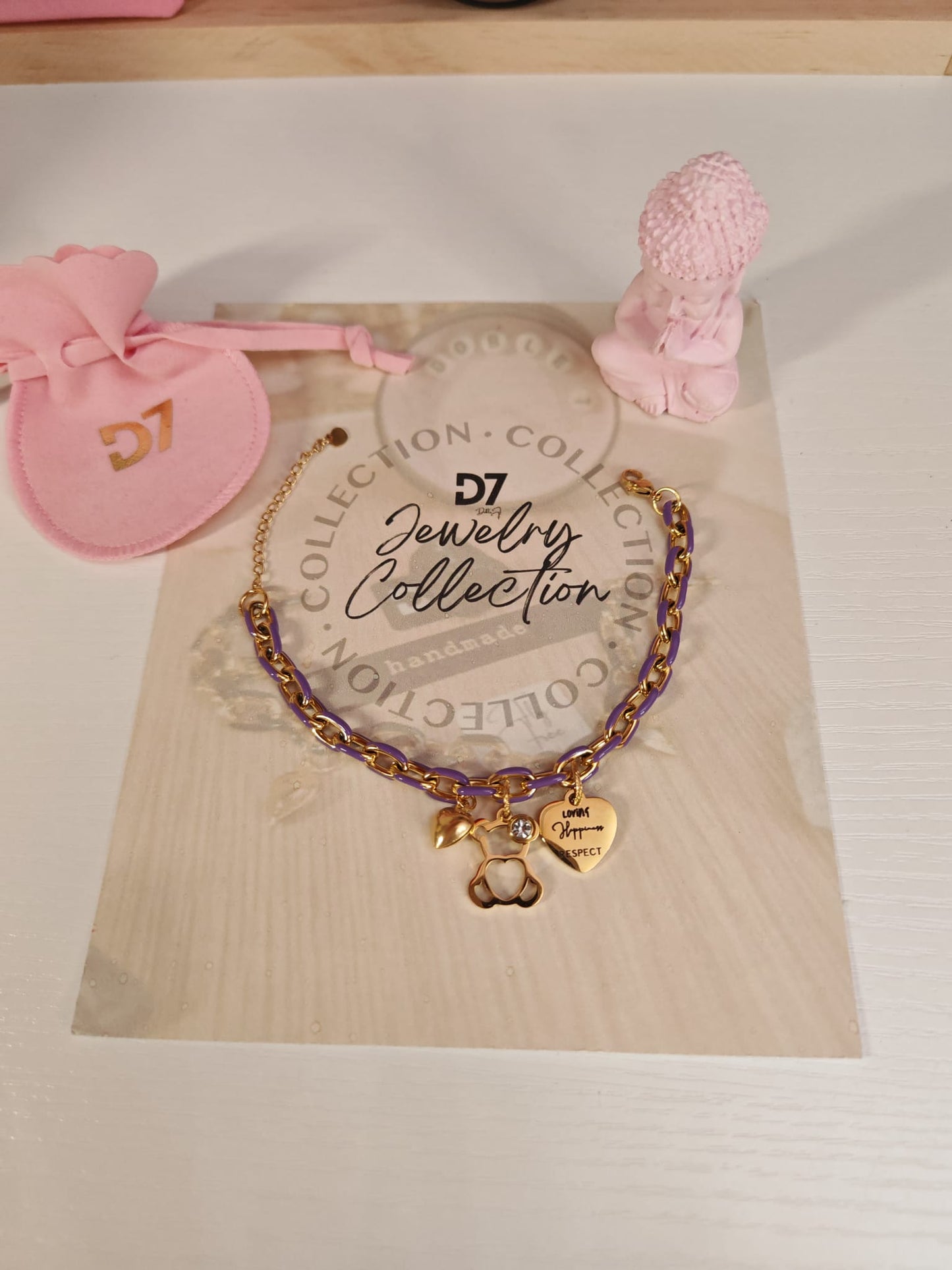 Pulsera Oso Valores Lila - D7