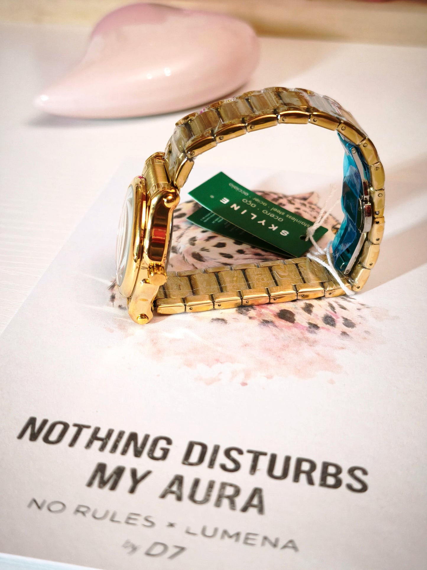 Reloj Esfera Rosa & Brillos Skyline - Oro