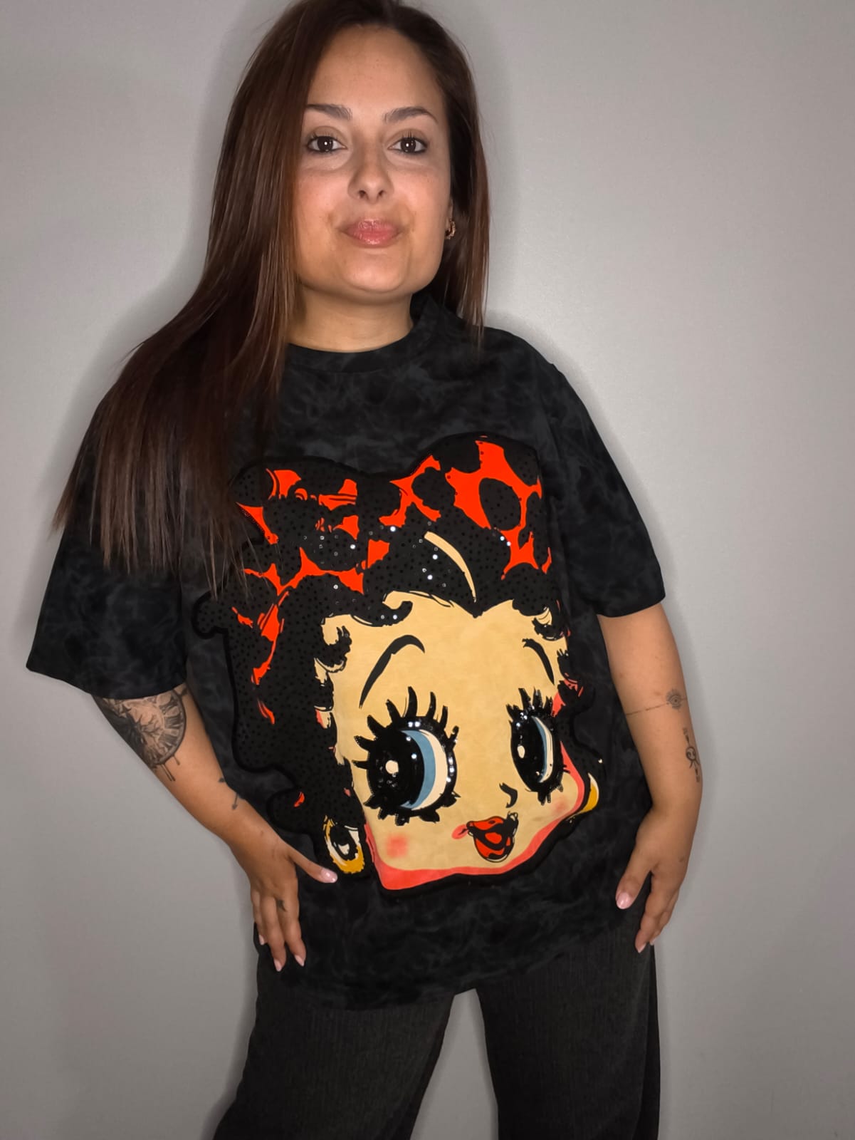 Camiseta Betty Boop Oversize Efecto Lavado