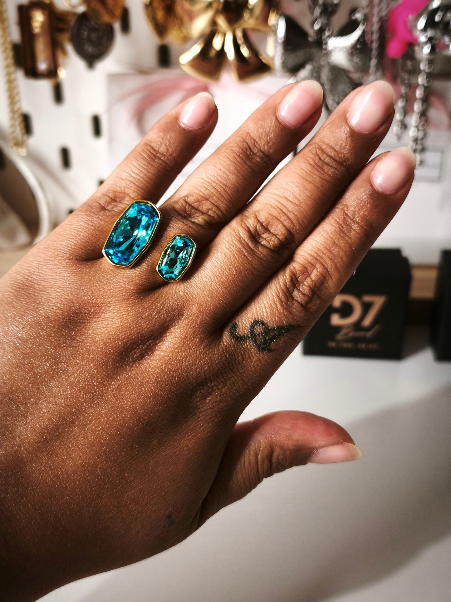 Anillo Esmeralda Azul