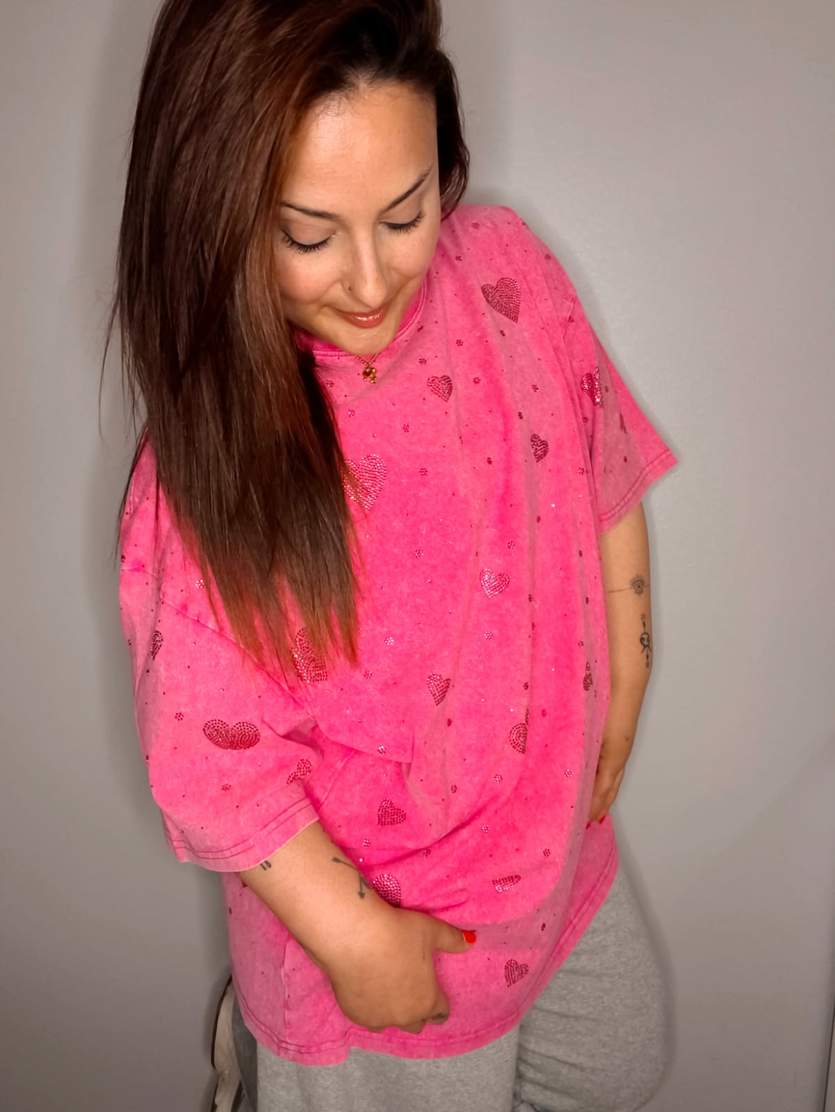 Camiseta CORA OVER STRASS - ROSA